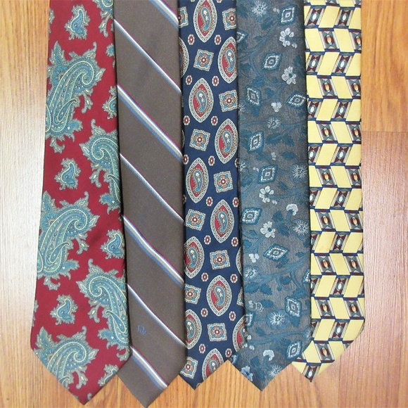 CHRISTIAN DIOR NECK TIES- BUNDLE OF 5 - Picture 1 of 4